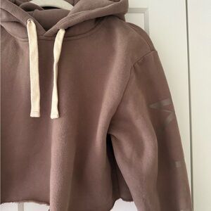 Kith Women’s Small Brown Williams Cropped Hoodie Sphinx with Drawstrings